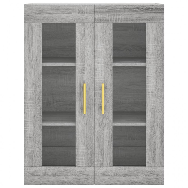 Witrynka szary dąb sonoma 69,5x34x180cm materiał drewnopochodny