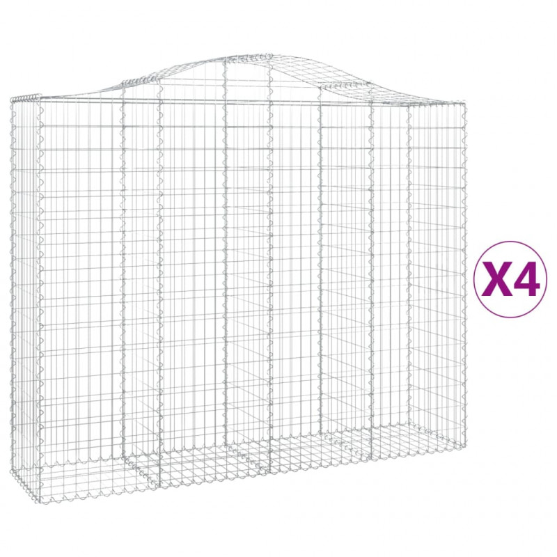 Kosze gabionowe, 4 szt, 200x50x160/180 cm, galwanizowane żelazo