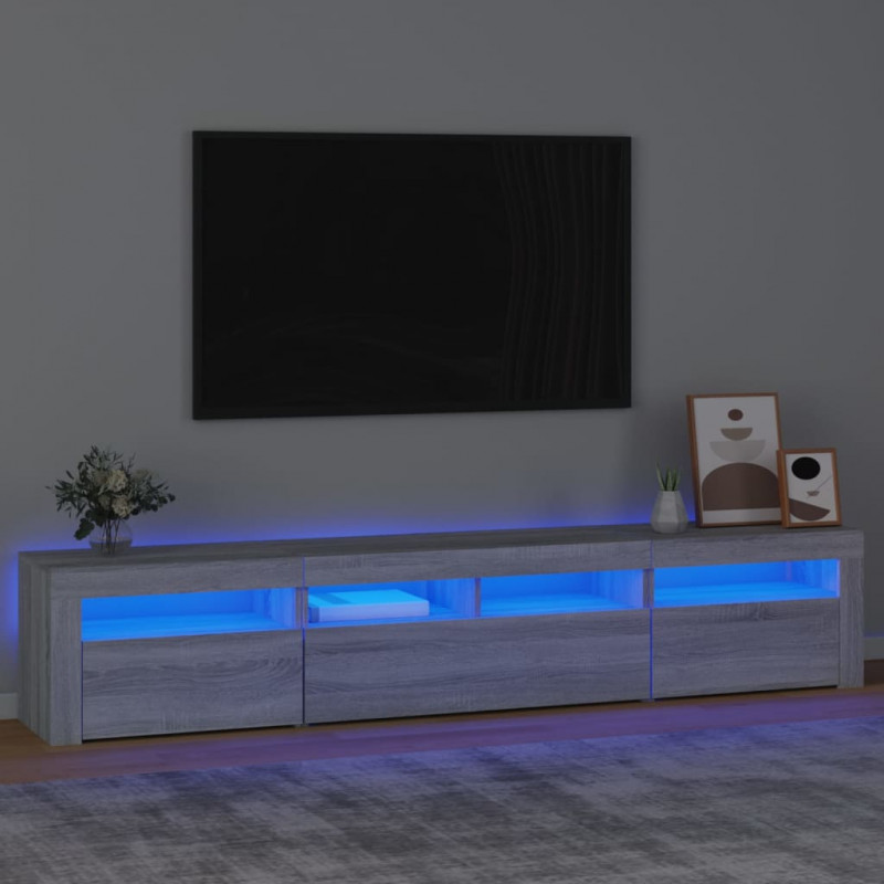 Szafka pod TV z oświetleniem LED, szary dąb sonoma,210x35x40 cm