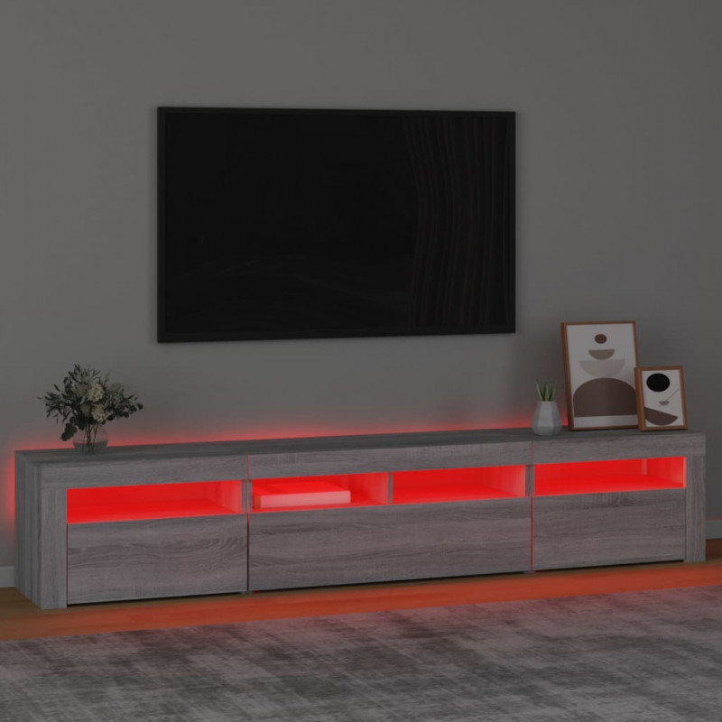 Szafka pod TV z oświetleniem LED, szary dąb sonoma,210x35x40 cm