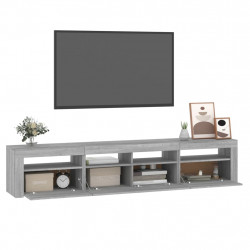 Szafka pod TV z oświetleniem LED, szary dąb sonoma,210x35x40 cm
