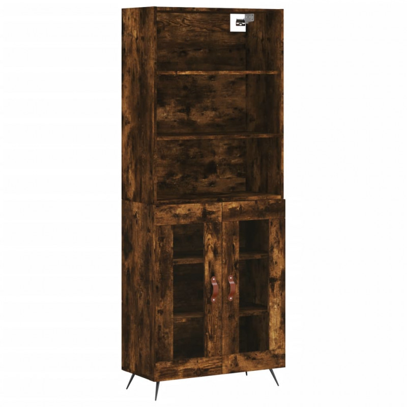 Witrynka przydymiony dąb 69,5x34x180 cm materiał drewnopochodny
