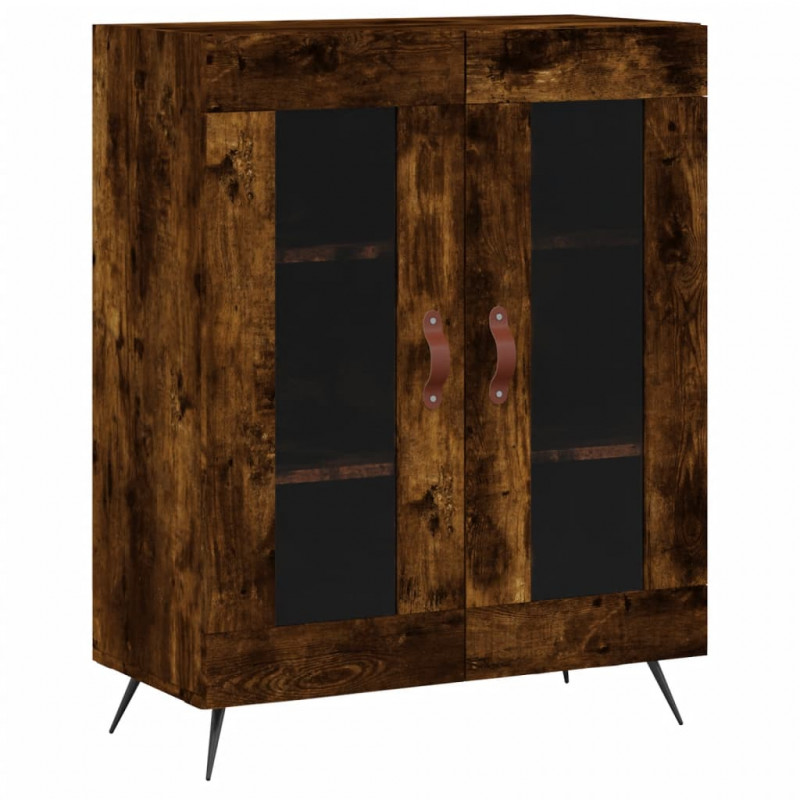Witrynka przydymiony dąb 69,5x34x180 cm materiał drewnopochodny