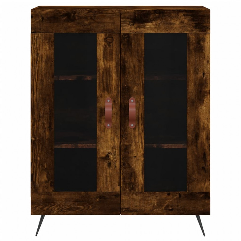 Witrynka przydymiony dąb 69,5x34x180 cm materiał drewnopochodny