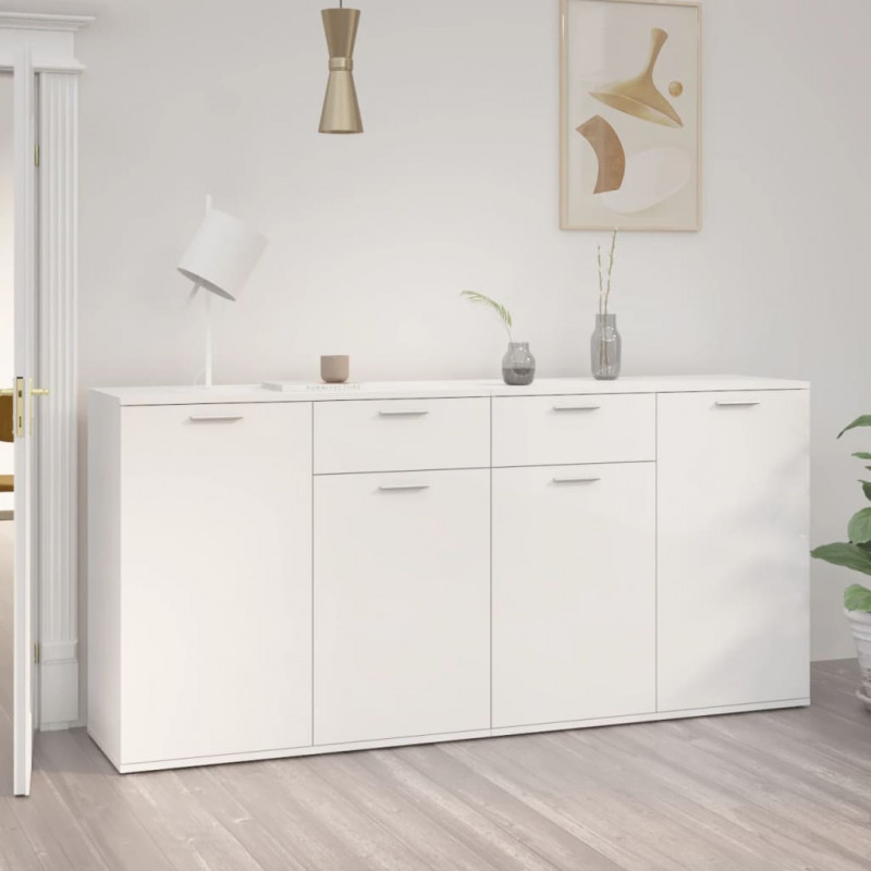 Szafka, biała z połyskiem 160x36x75 cm, materiał drewnopochodny