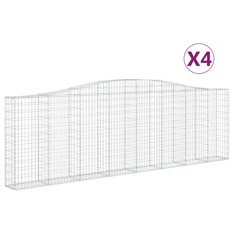 Kosze gabionowe, 4 szt, 400x30x120/140 cm, galwanizowane żelazo
