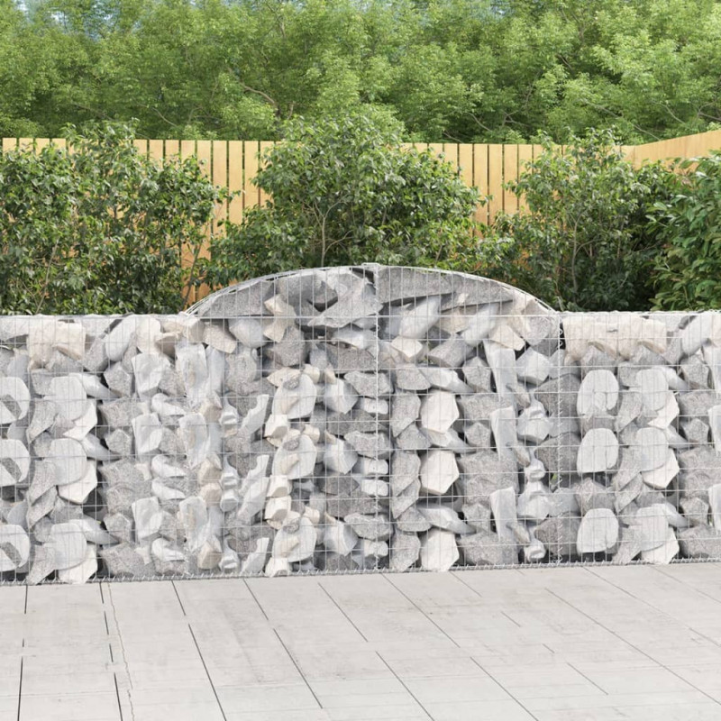 Kosze gabionowe, 7 szt, 300x30x100/120 cm, galwanizowane żelazo