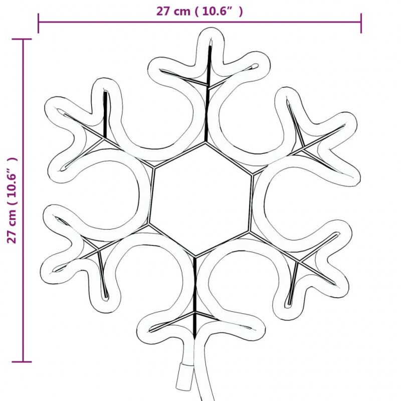 Ozdobne śnieżynki, ciepłe białe światło LED, 3 szt., 27x27 cm