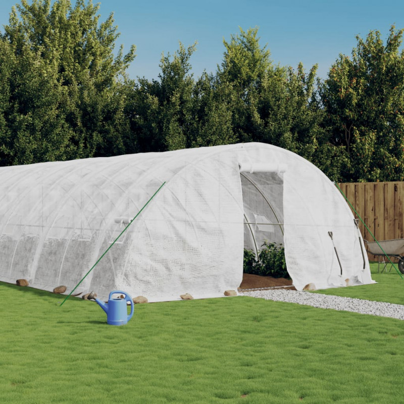 Szklarnia ze stalową ramą, biała, 50 m², 10x5x2,3 m