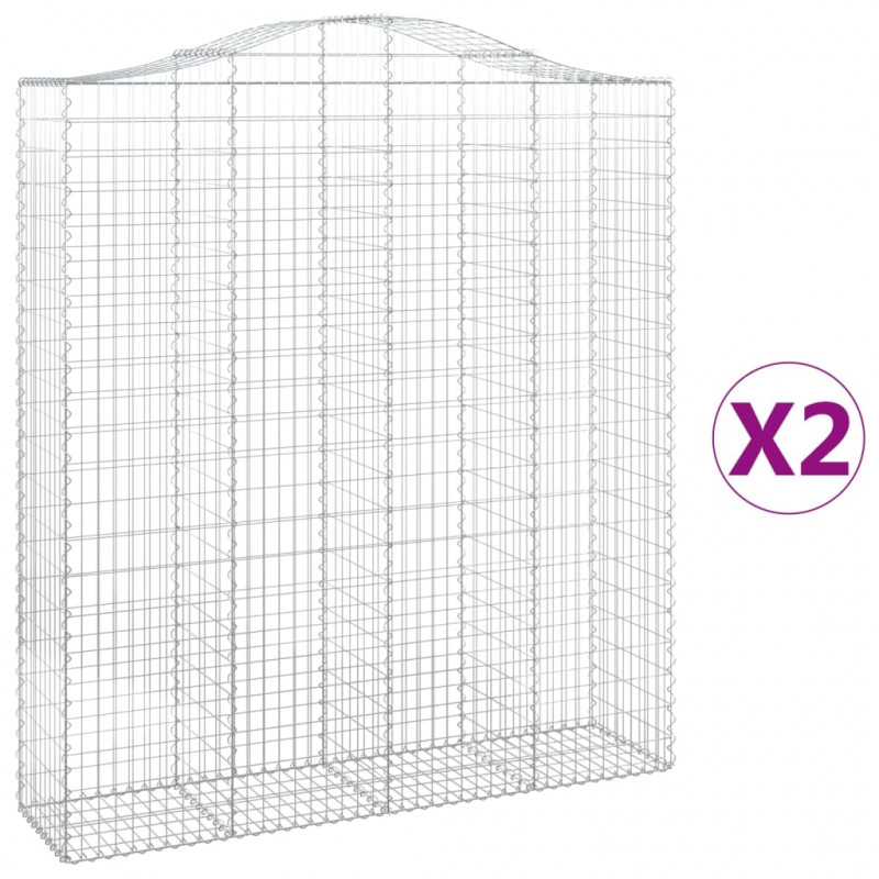 Kosze gabionowe, 2 szt, 200x50x220/240 cm, galwanizowane żelazo