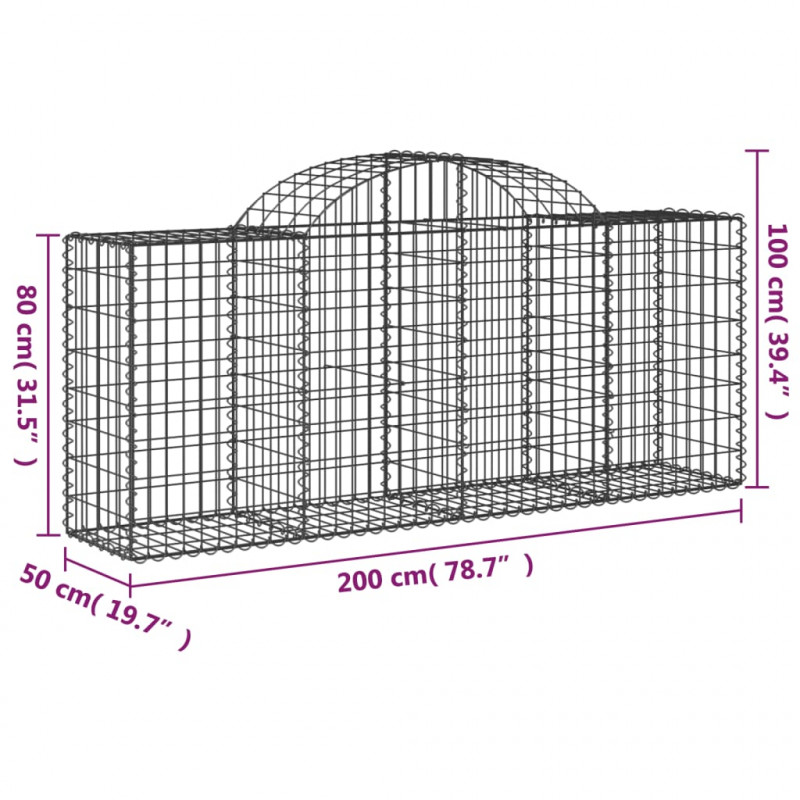 Kosze gabionowe, 13 szt, 200x50x80/100 cm, galwanizowane żelazo