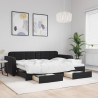 Sofa rozsuwana z szufladami, czarna, 80x200 cm, aksamit