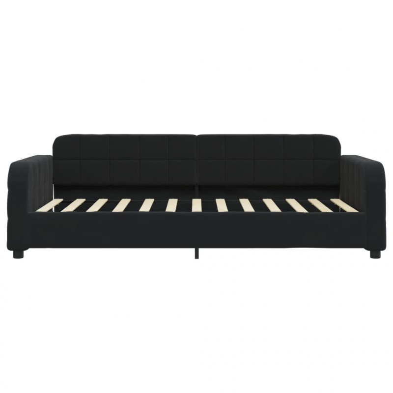 Sofa rozsuwana z szufladami, czarna, 80x200 cm, aksamit