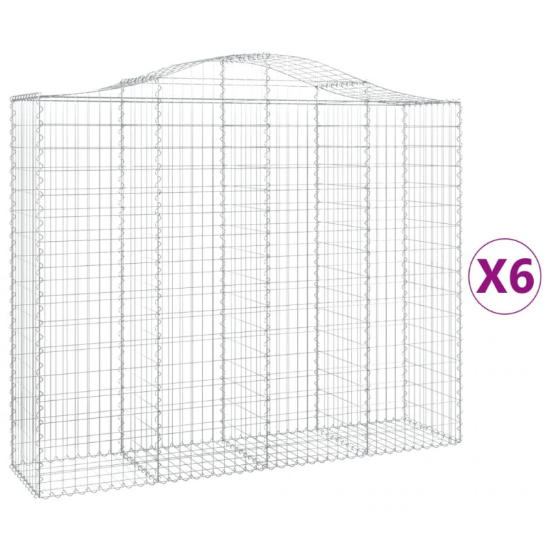 Kosze gabionowe, 6 szt, 200x50x160/180 cm, galwanizowane żelazo