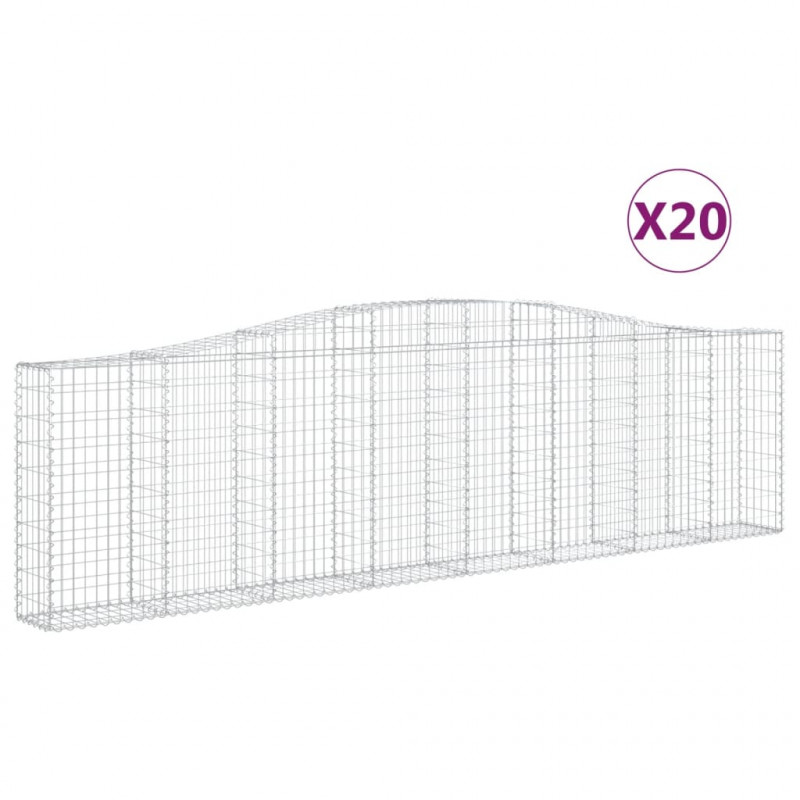 Kosze gabionowe, 20 szt, 400x30x100/120cm, galwanizowane żelazo