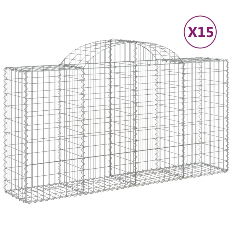 Kosze gabionowe, 15 szt, 200x50x100/120cm, galwanizowane żelazo