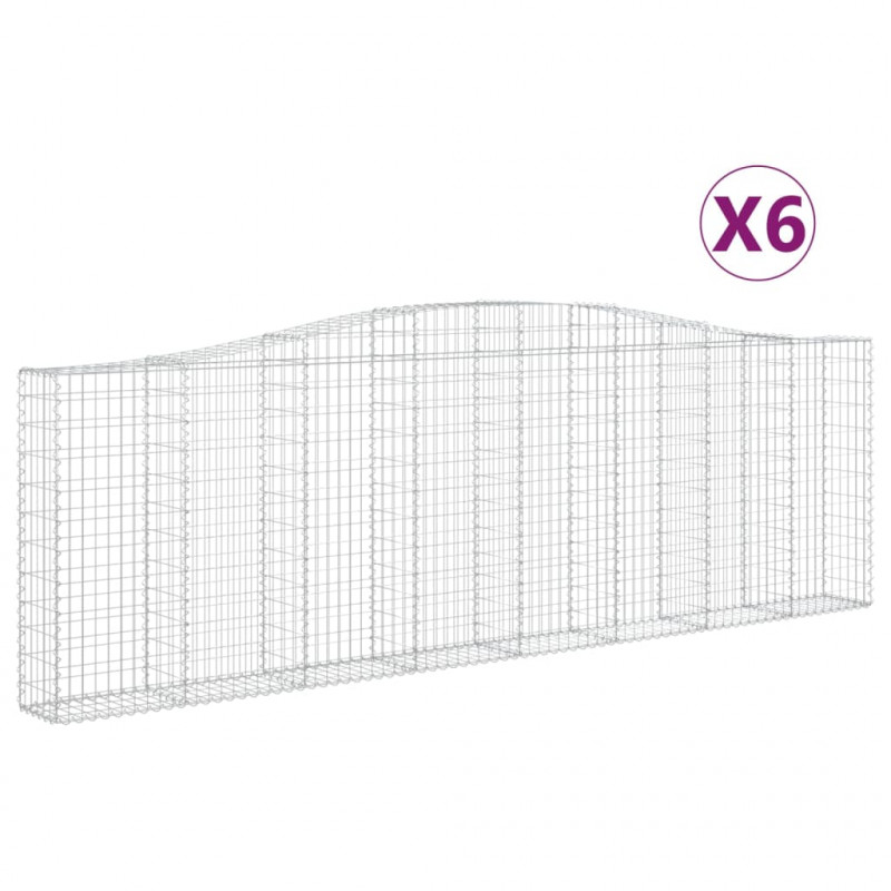 Kosze gabionowe, 6 szt, 400x30x120/140 cm, galwanizowane żelazo