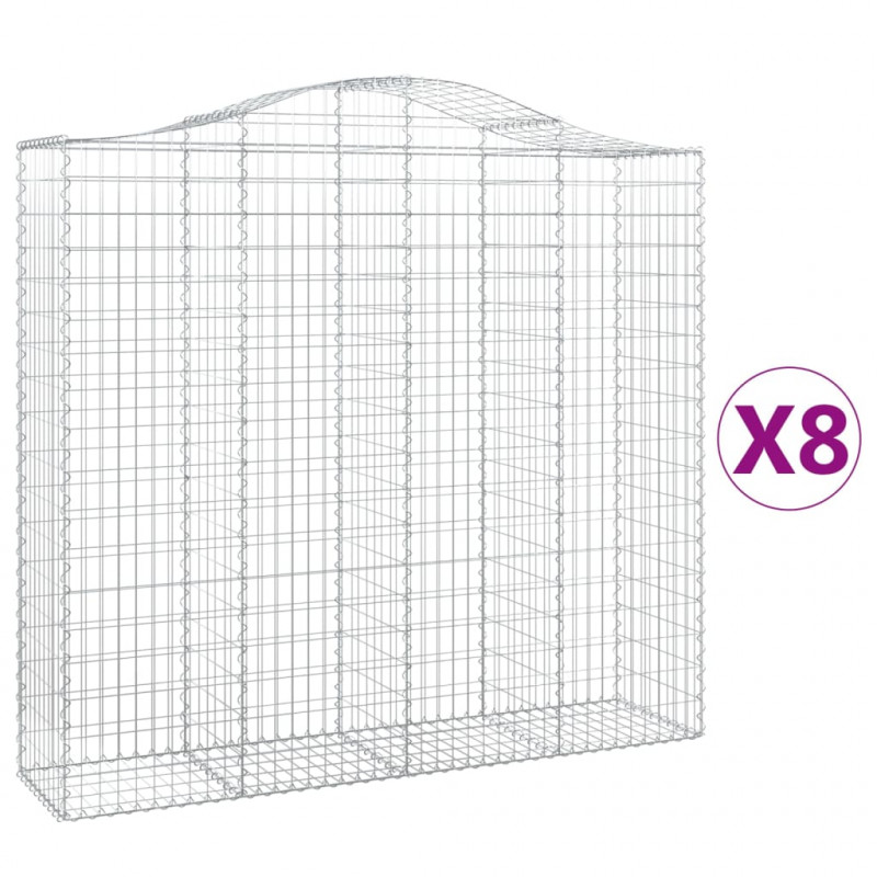 Kosze gabionowe, 8 szt, 200x50x180/200 cm, galwanizowane żelazo