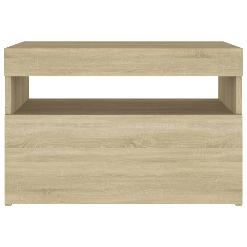 Szafka nocna z LED, 2 szt., dąb sonoma, 60x35x40 cm