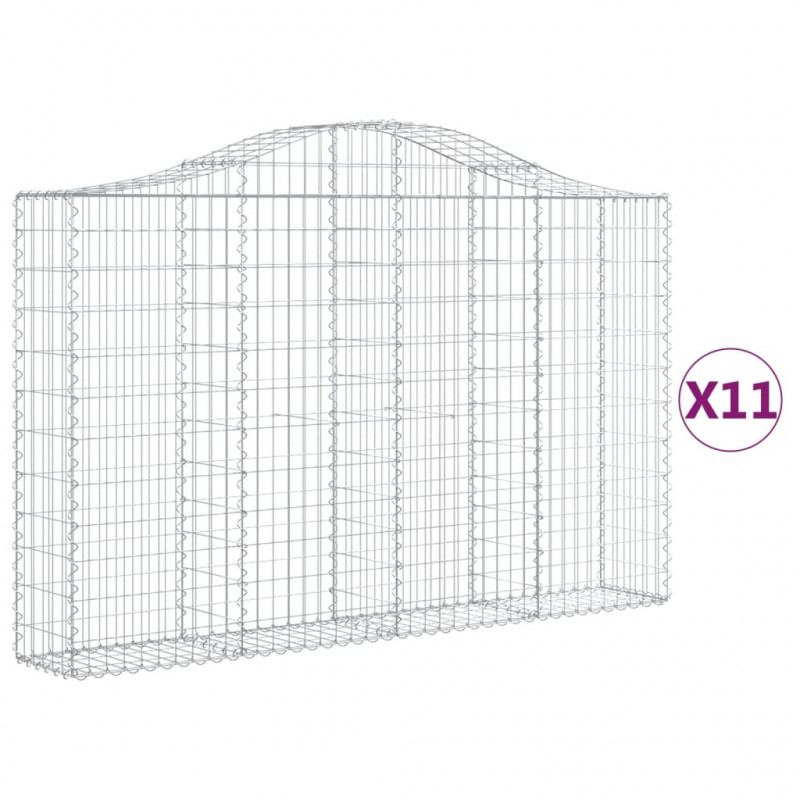 Kosze gabionowe, 11 szt, 200x30x120/140cm, galwanizowane żelazo