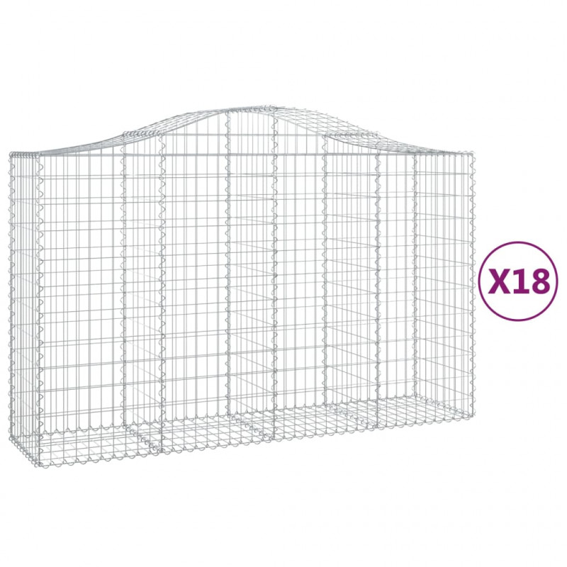 Kosze gabionowe, 18 szt, 200x50x120/140cm, galwanizowane żelazo