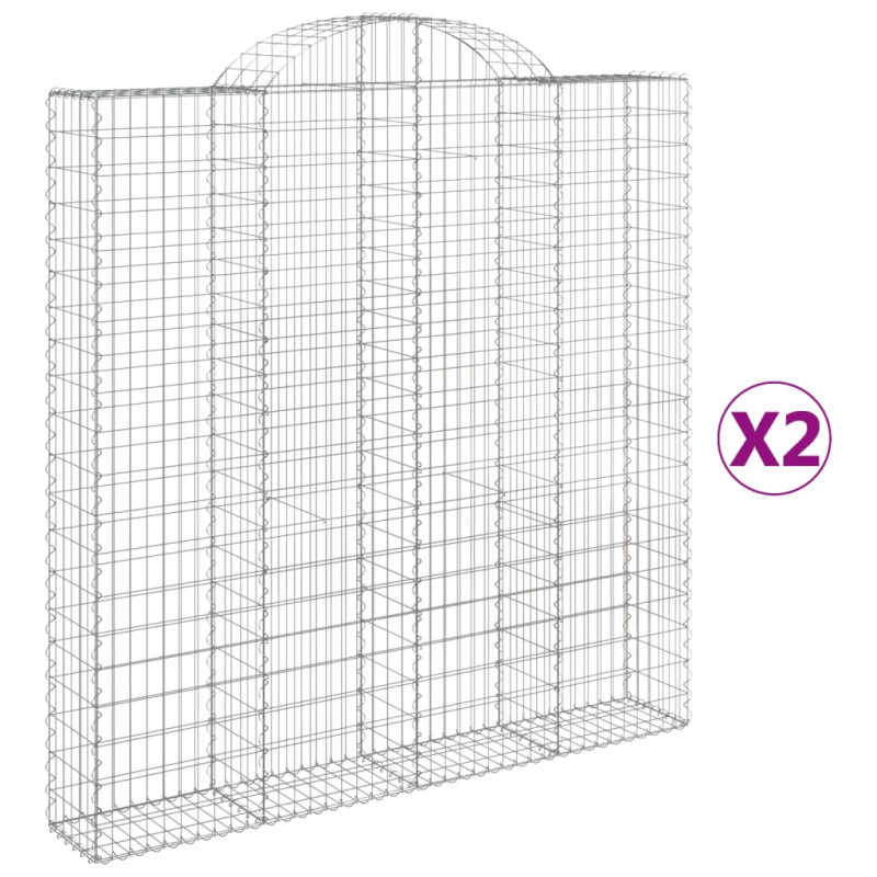 Kosze gabionowe, 2 szt, 200x30x200/220 cm, galwanizowane żelazo