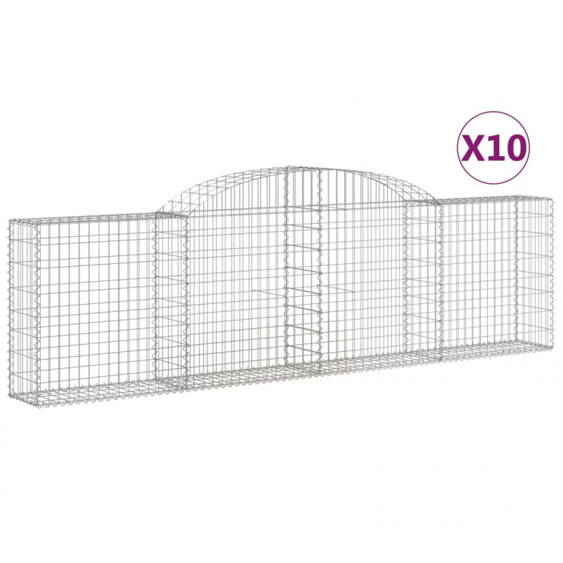 Kosze gabionowe, 10 szt, 300x30x80/100 cm, galwanizowane żelazo
