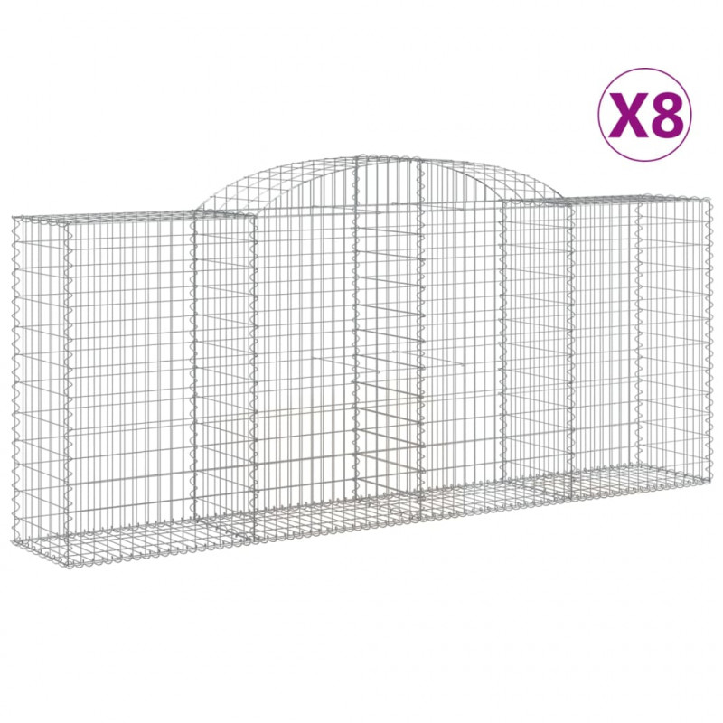 Kosze gabionowe, 8 szt, 300x50x120/140 cm, galwanizowane żelazo