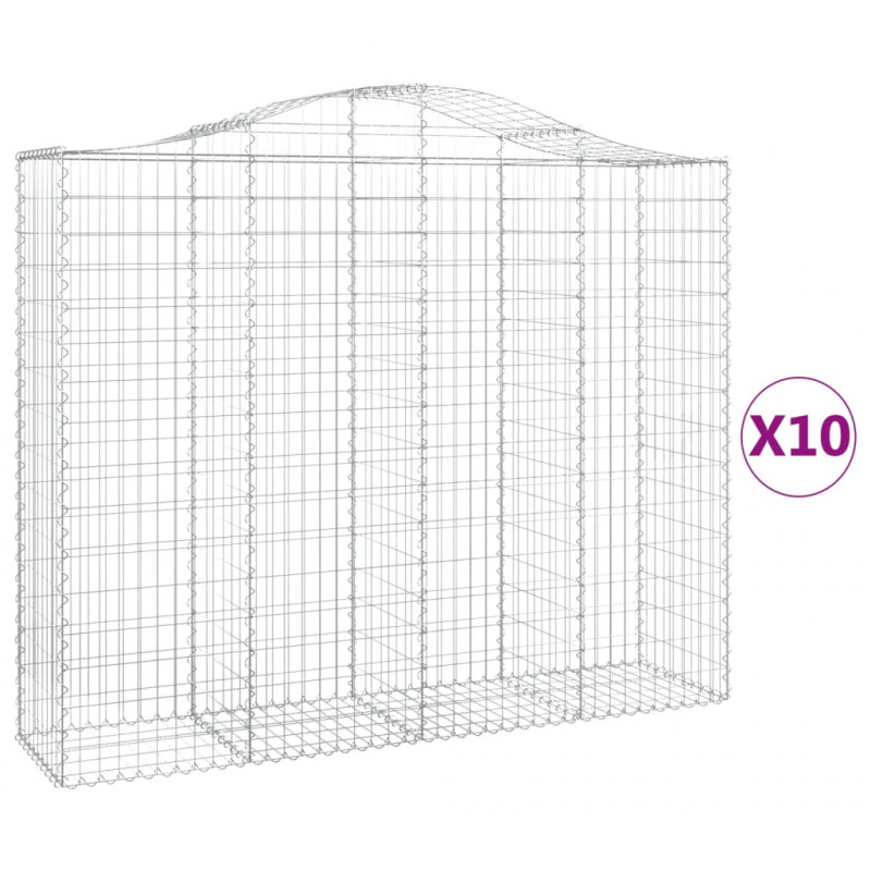 Kosze gabionowe, 10 szt, 200x50x160/180cm, galwanizowane żelazo
