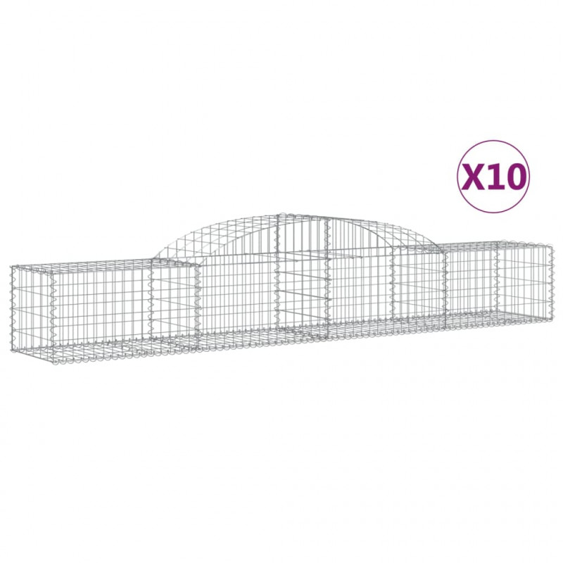 Kosze gabionowe, 10 szt, 300x50x40/60 cm, galwanizowane żelazo