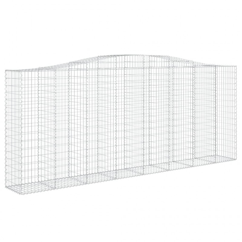 Kosze gabionowe, 7 szt, 400x50x160/180 cm, galwanizowane żelazo