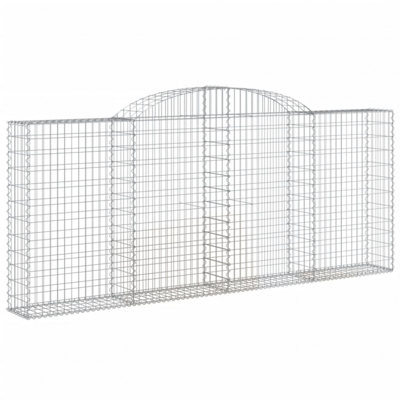 Kosze gabionowe, 8 szt, 300x30x120/140 cm, galwanizowane żelazo