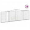 Kosze gabionowe, 5 szt, 400x30x120/140 cm, galwanizowane żelazo