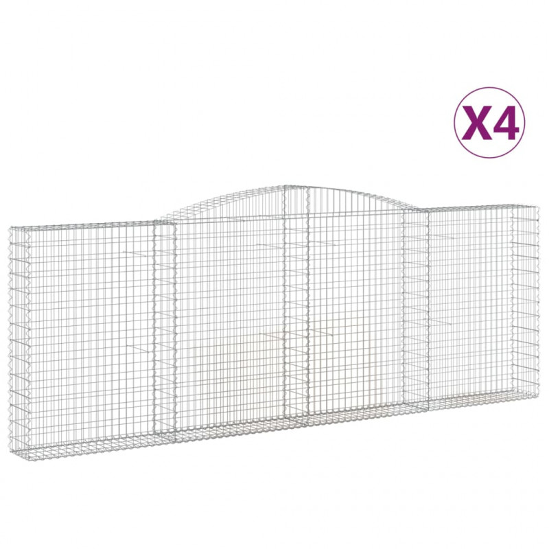 Kosze gabionowe, 4 szt, 400x30x140/160 cm, galwanizowane żelazo