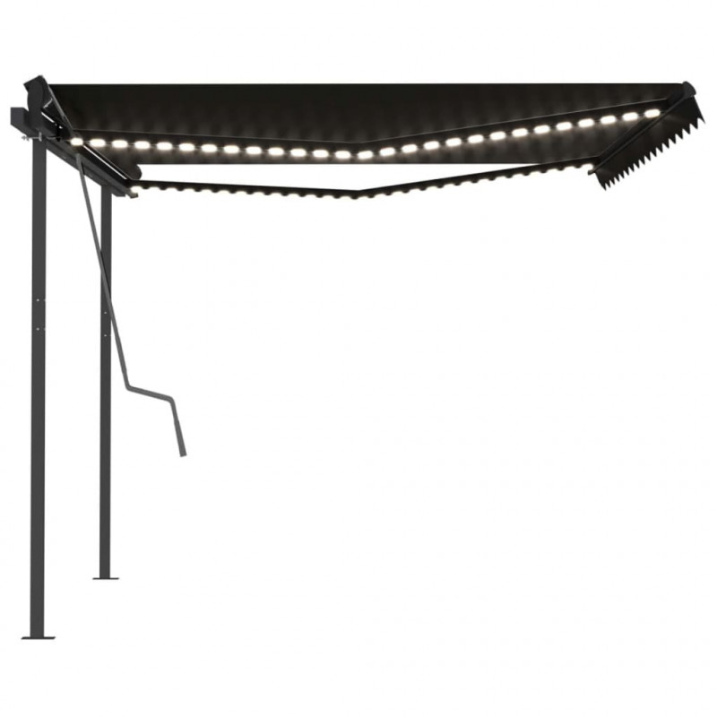 Ręcznie zwijana markiza z LED, 4x3,5 m, antracytowa