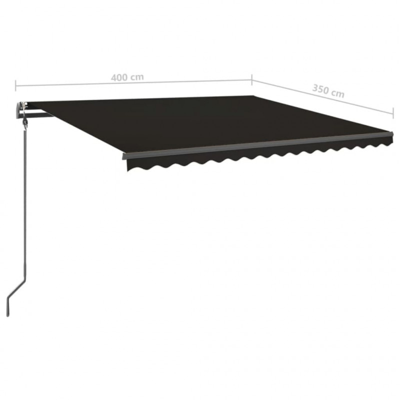 Ręcznie zwijana markiza z LED, 4x3,5 m, antracytowa