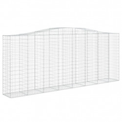 Kosze gabionowe, 9 szt, 400x50x160/180 cm, galwanizowane żelazo