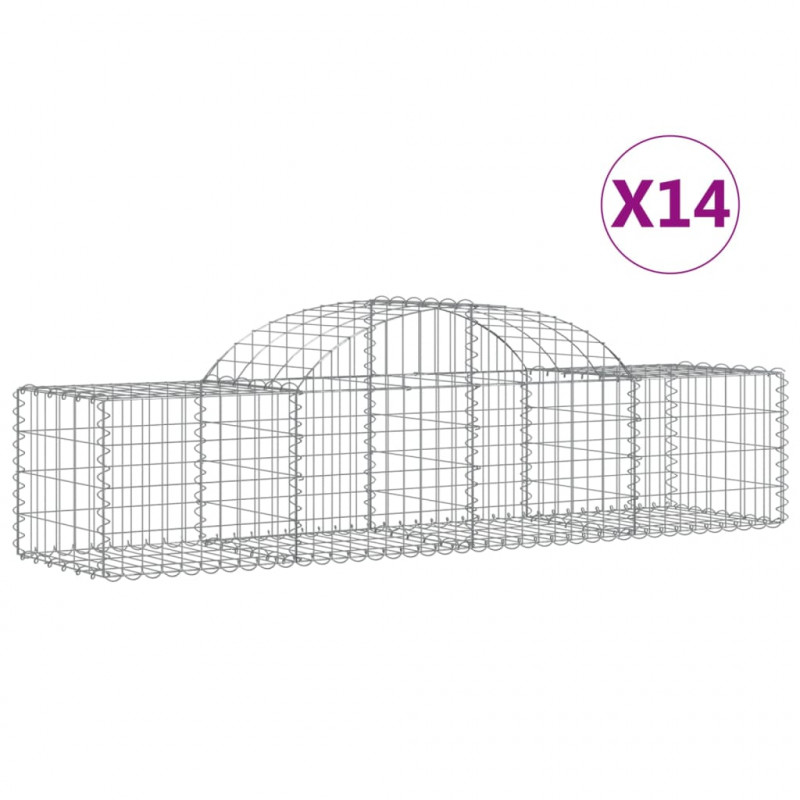 Kosze gabionowe, 14 szt, 200x50x40/60 cm, galwanizowane żelazo