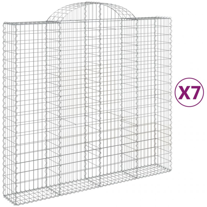 Kosze gabionowe, 7 szt, 200x50x180/200 cm, galwanizowane żelazo