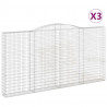 Kosze gabionowe, 3 szt, 400x30x200/220, galwanizowane żelazo