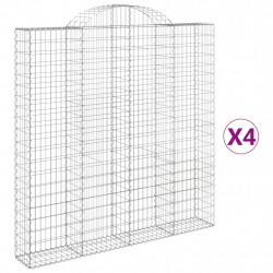 Kosze gabionowe, 4 szt, 200x30x200/220 cm, galwanizowane żelazo