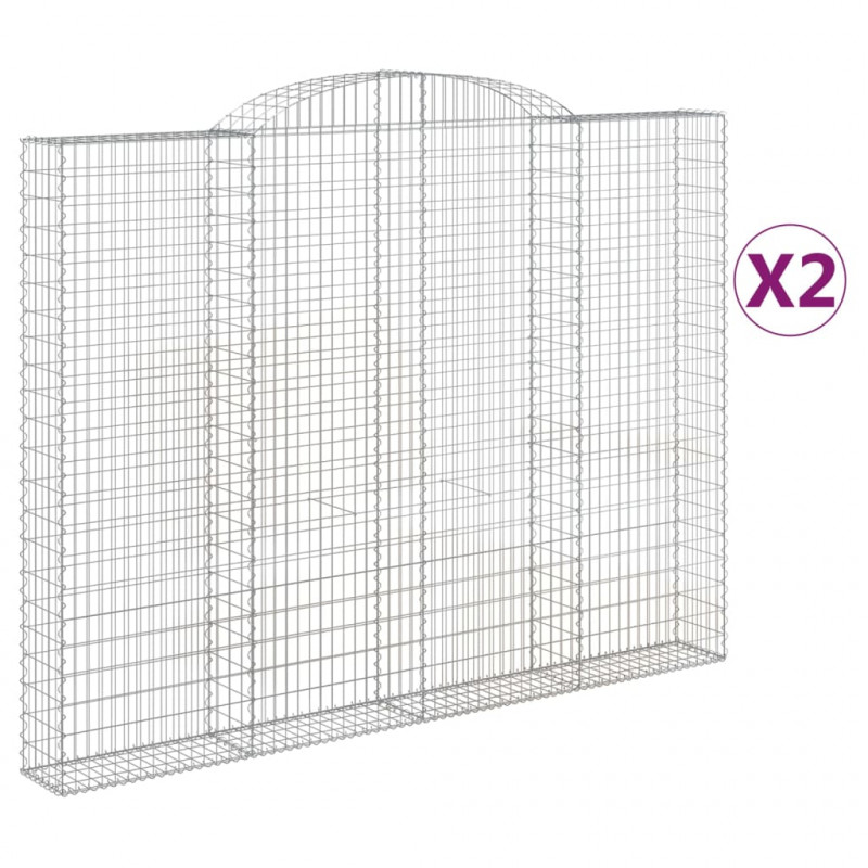 Kosze gabionowe, 2 szt, 300x30x220/240 cm, galwanizowane żelazo