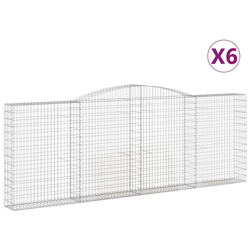 Kosze gabionowe, 6 szt, 400x30x140/160 cm, galwanizowane żelazo