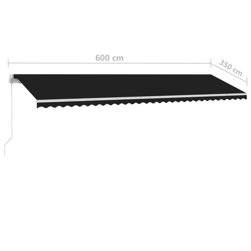 Ręcznie zwijana markiza z LED, 600x350 cm, antracytowa