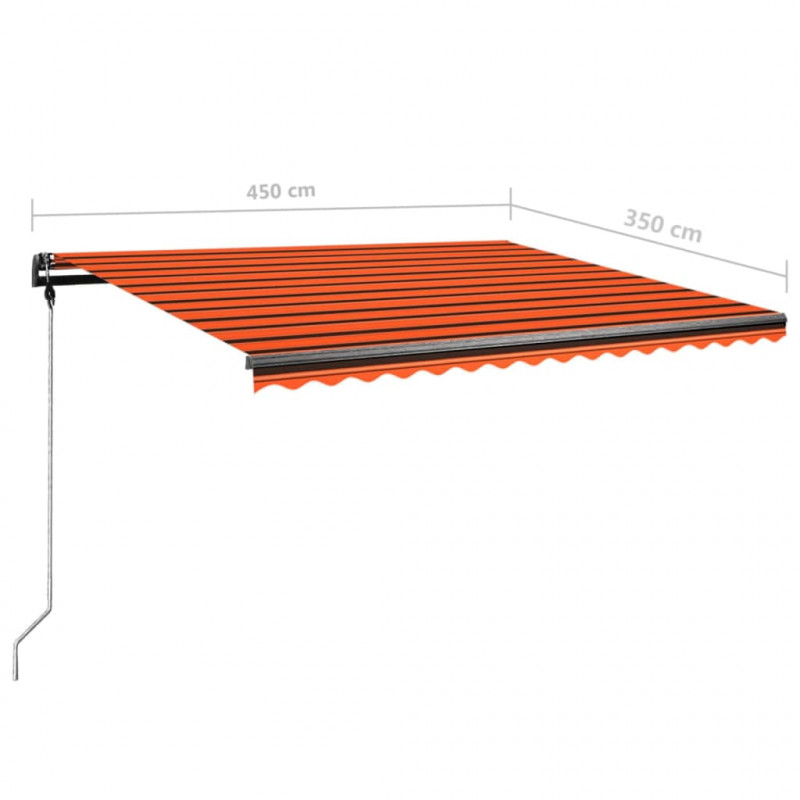 Ręcznie zwijana markiza z LED, 450x350 cm, pomarańczowo-brązowa