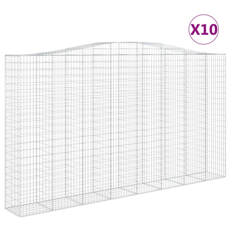 Kosze gabionowe, 10 szt, 400x50x220/240cm, galwanizowane żelazo