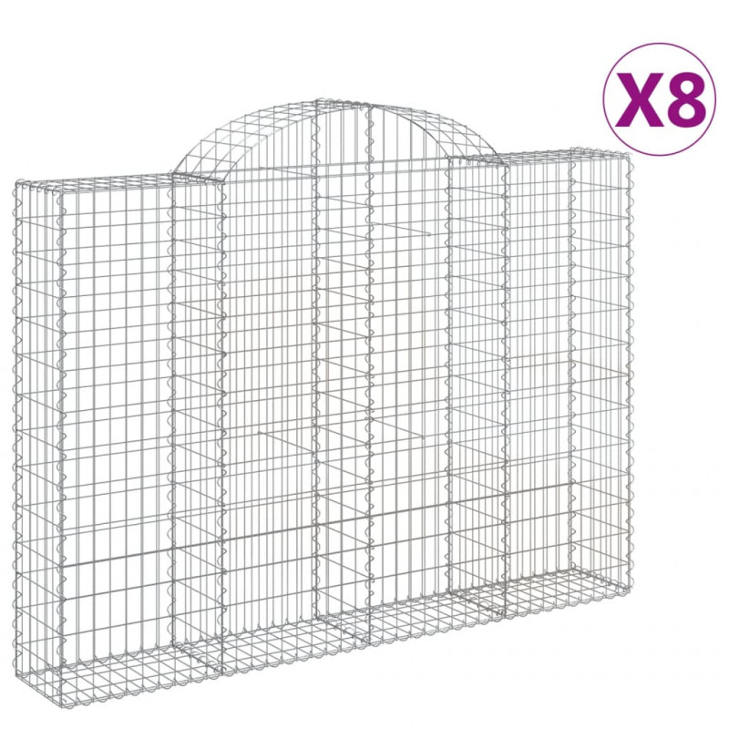 Kosze gabionowe, 8 szt, 200x30x140/160 cm, galwanizowane żelazo