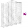 Kosze gabionowe, 7 szt, 200x30x200/220 cm, galwanizowane żelazo