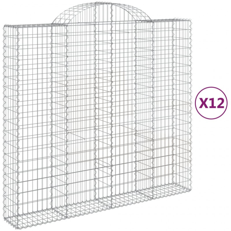 Kosze gabionowe, 12 szt, 200x50x180/200cm, galwanizowane żelazo