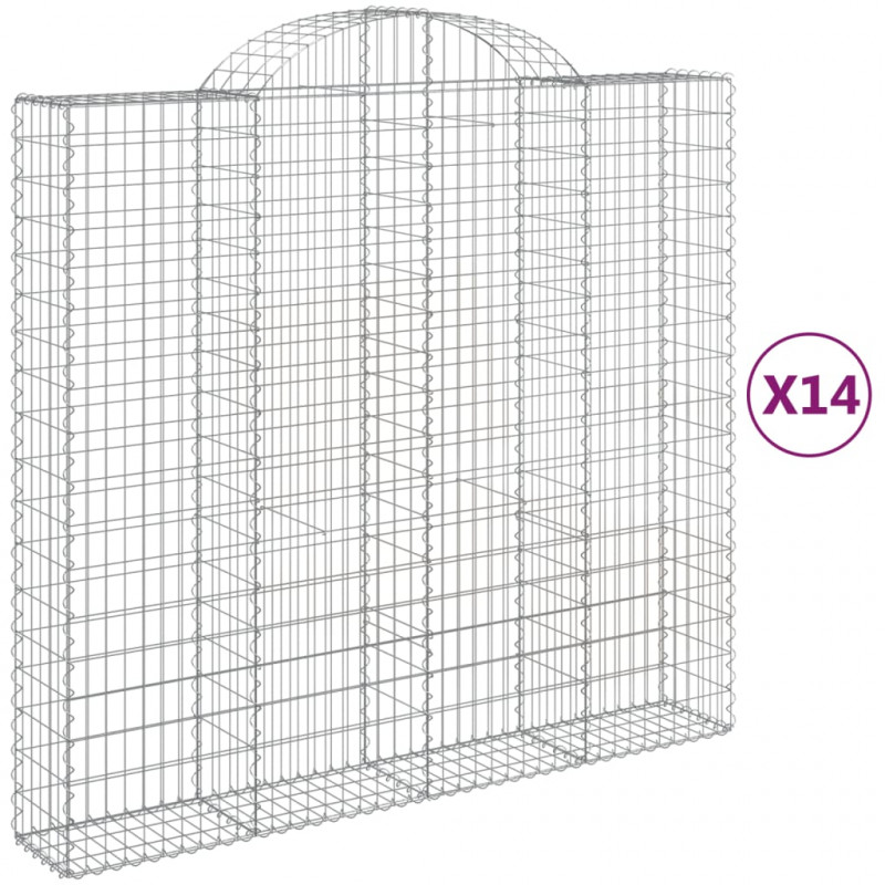 Kosze gabionowe, 14 szt, 200x50x180/200cm, galwanizowane żelazo